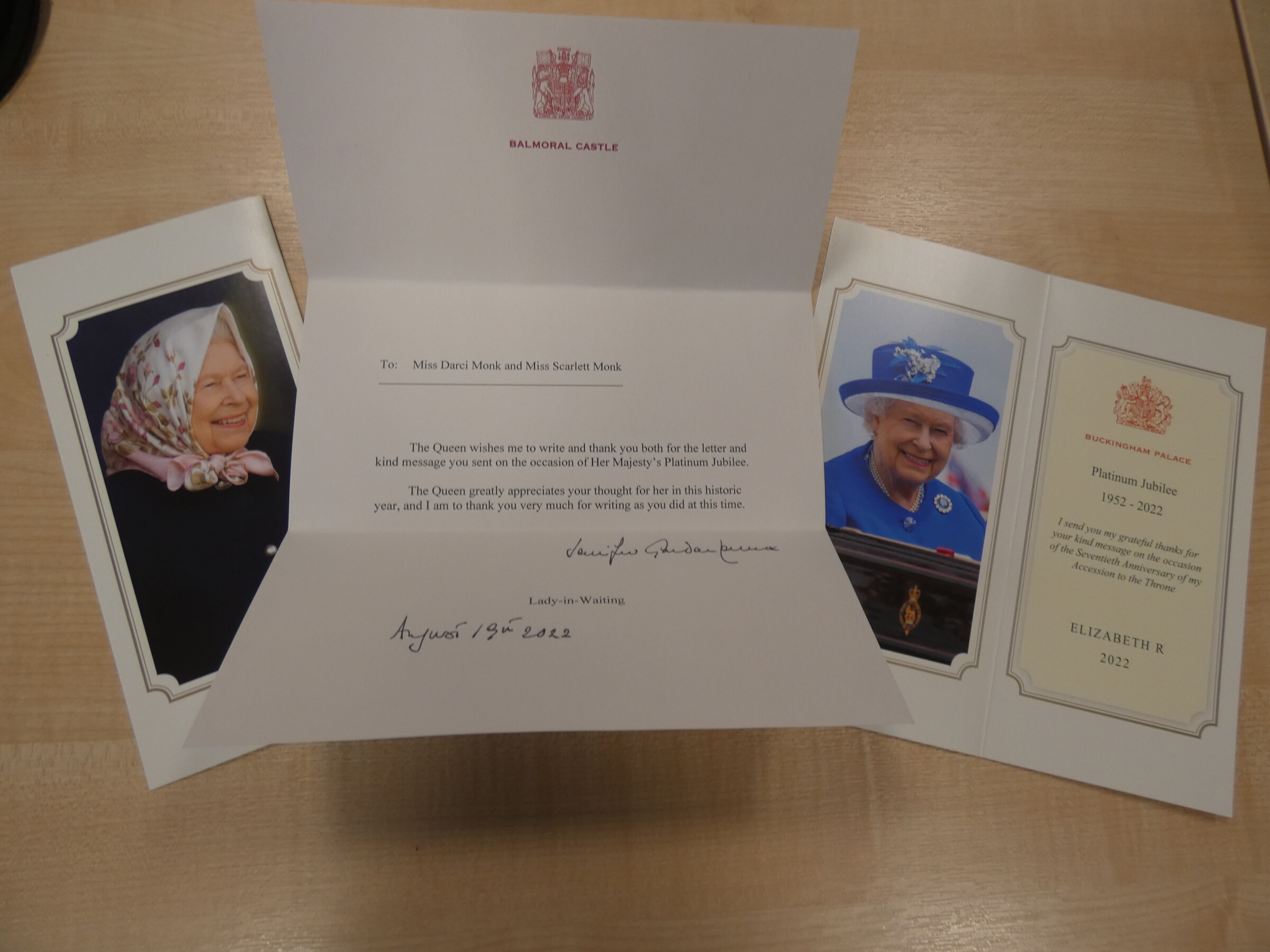 Student letter from the Queen Frederick Gent School